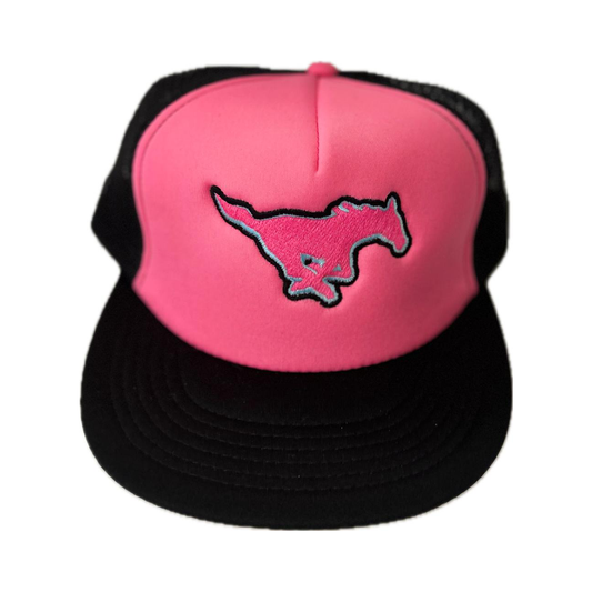 Pink Flat Bill Trucker Cap