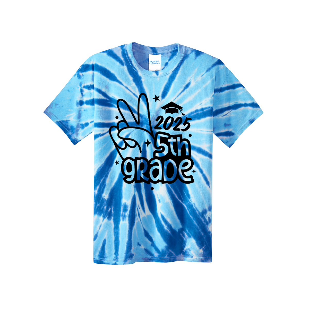 Garza Elementary 2025 - Fifth Grade - Royal and White Tye Dye