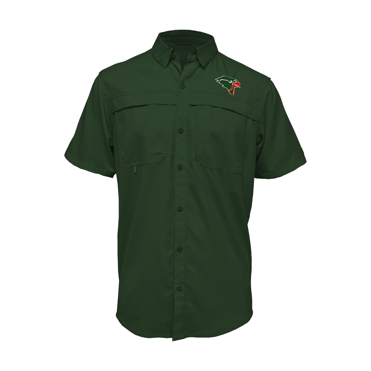 Embroidered Fishing Shirt - Short Sleeve - Harlingen South Hawks - Hawk Logo