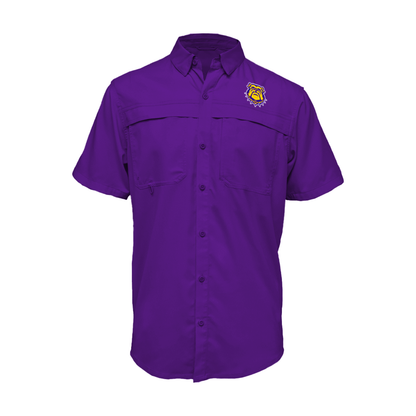 Embroidered Fishing Shirt - Short Sleeve - McHi Bulldogs - New Bulldog