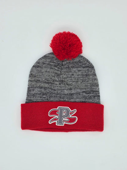 Grey/Red - Sharyland Pioneer SP Pom Pom Beanie