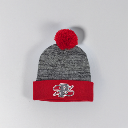 Grey/Red - Sharyland Pioneer SP Pom Pom Beanie